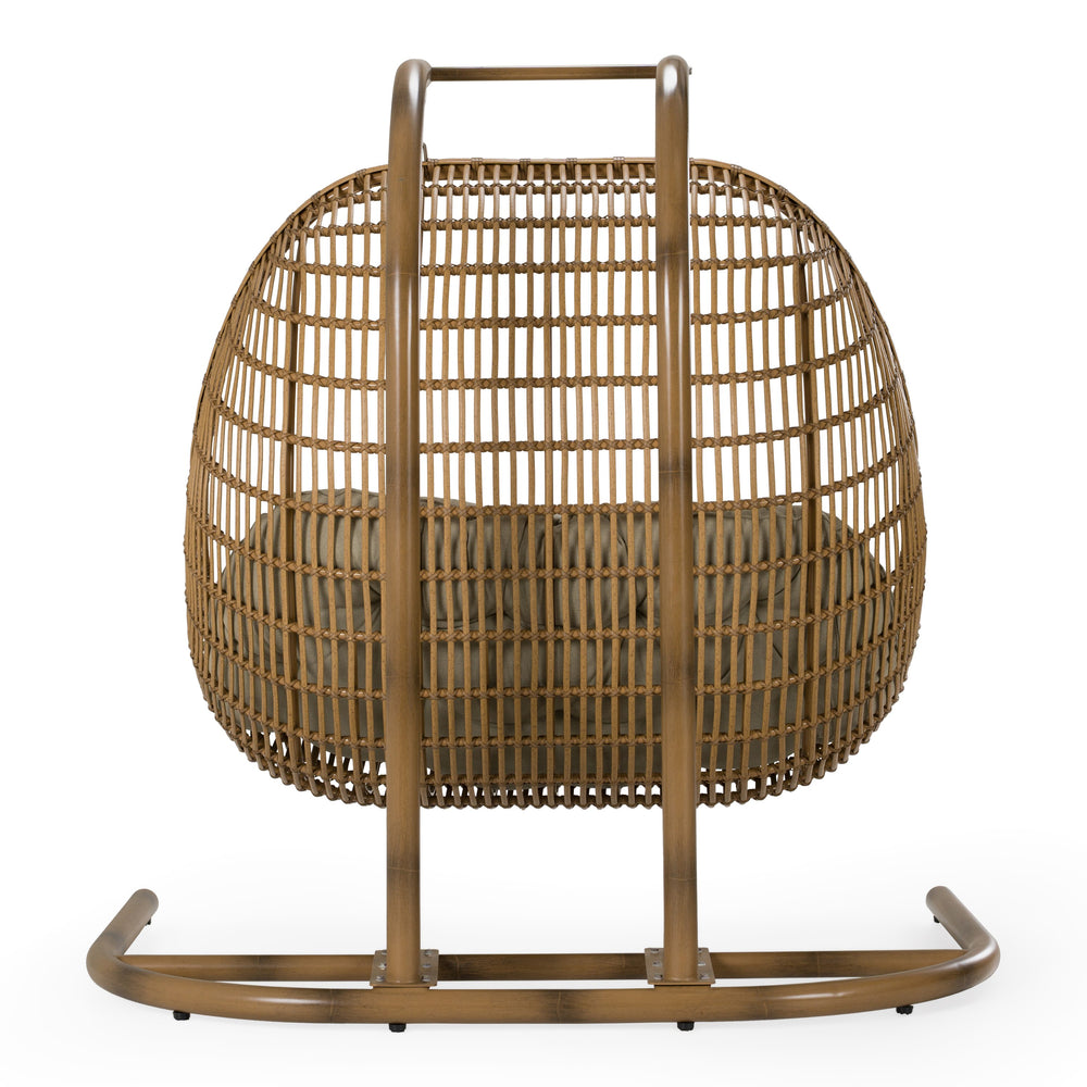 San Juan Outdoor Bamboo Brown & Beige Hanging Chair