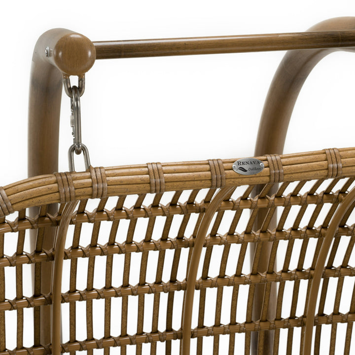 San Juan Outdoor Bamboo Brown &amp; Beige Hanging Chair