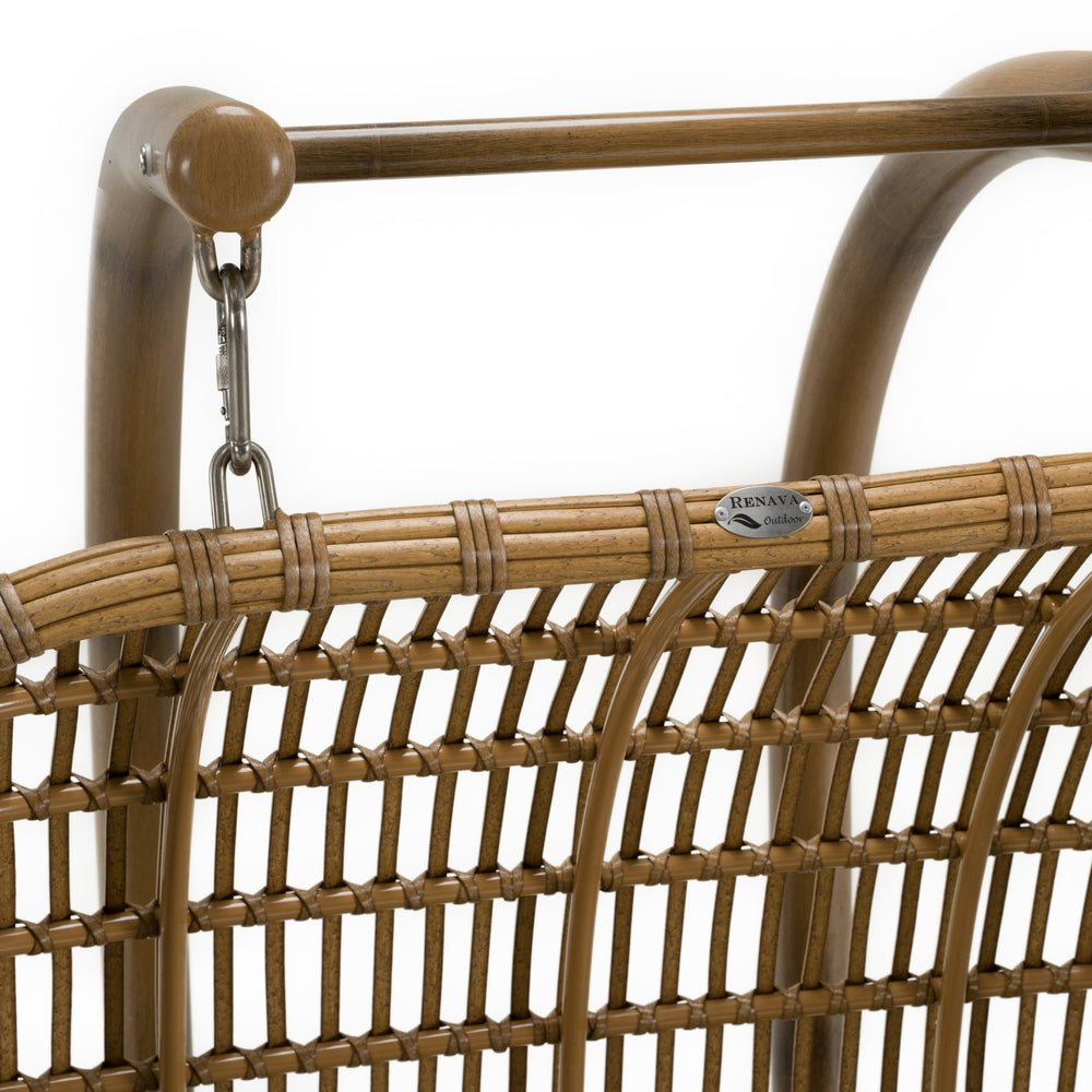 San Juan Outdoor Bamboo Brown & Beige Hanging Chair