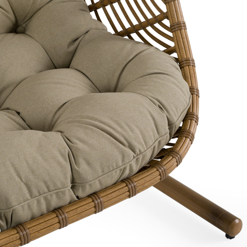 San Juan Outdoor Bamboo Brown & Beige Hanging Chair