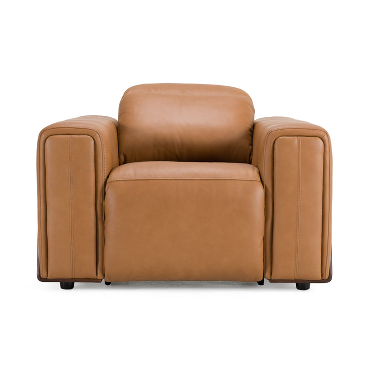 Sandstone - Modern Brown Leather Sofa Set with Electric Recliners