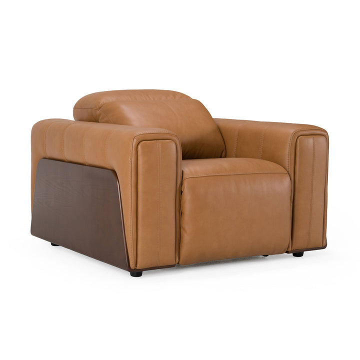 Sandstone - Modern Brown Leather Sofa Set with Electric Recliners