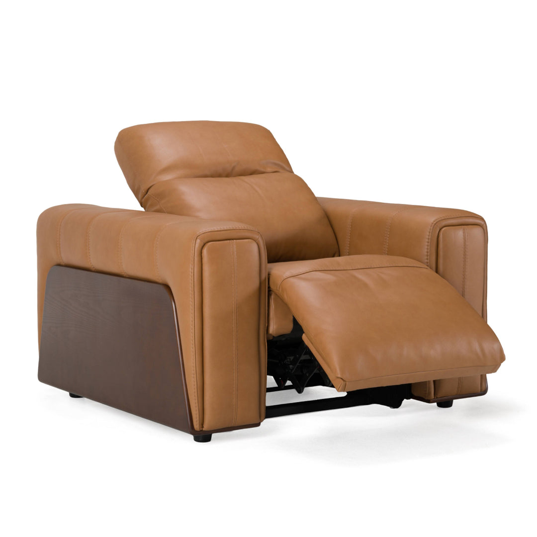 Sandstone - Modern Brown Leather Sofa Set with Electric Recliners