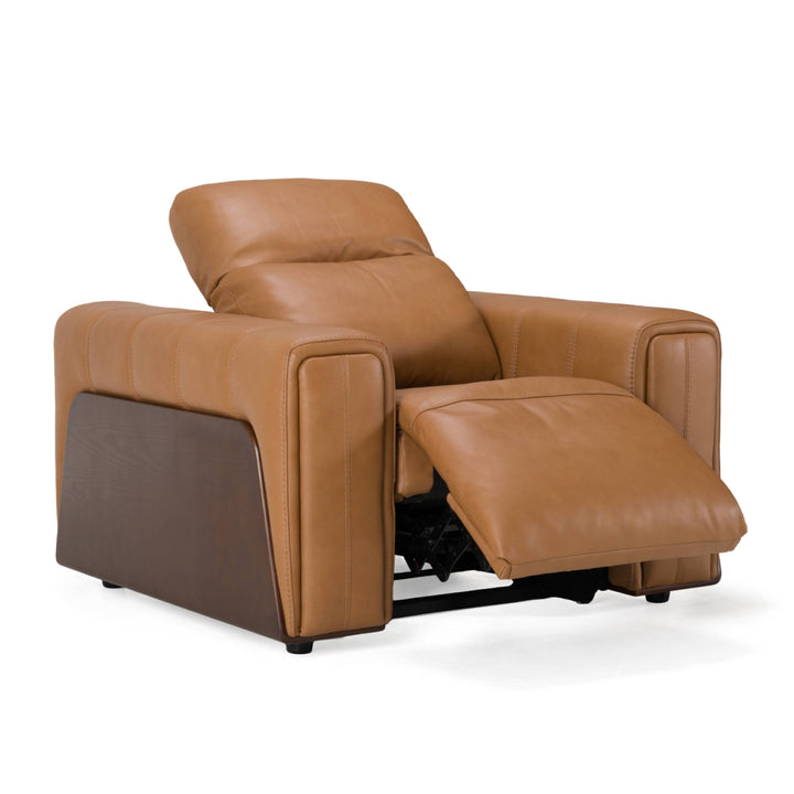 Sandstone - Modern Brown Leather Sofa Set with Electric Recliners