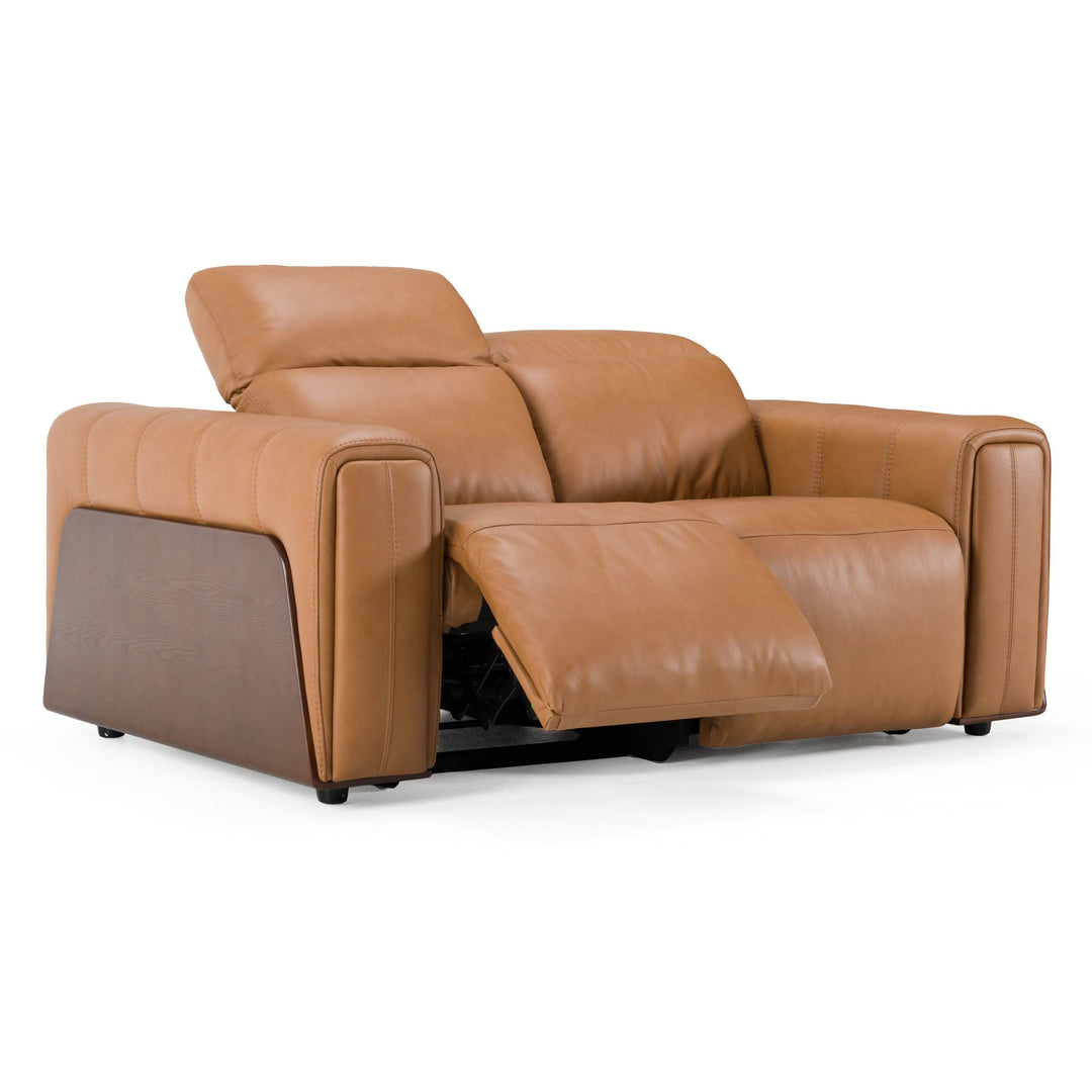Sandstone - Modern Brown Leather Sofa Set w/ Electric Recliners