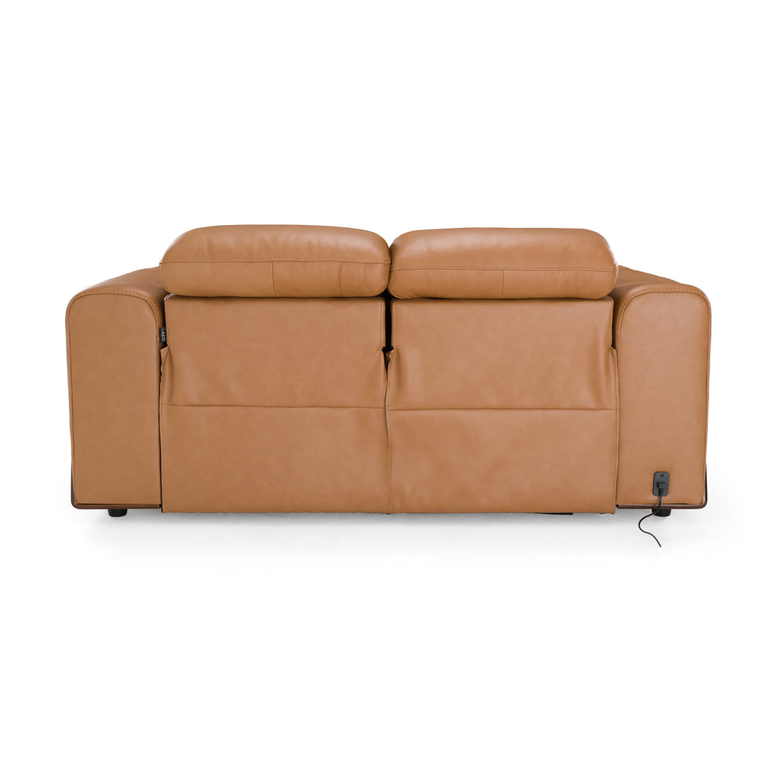 Sandstone - Modern Brown Leather Loveseat with 2 Electric Recliners