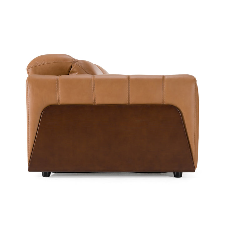 Sandstone - Modern Brown Leather Loveseat with 2 Electric Recliners