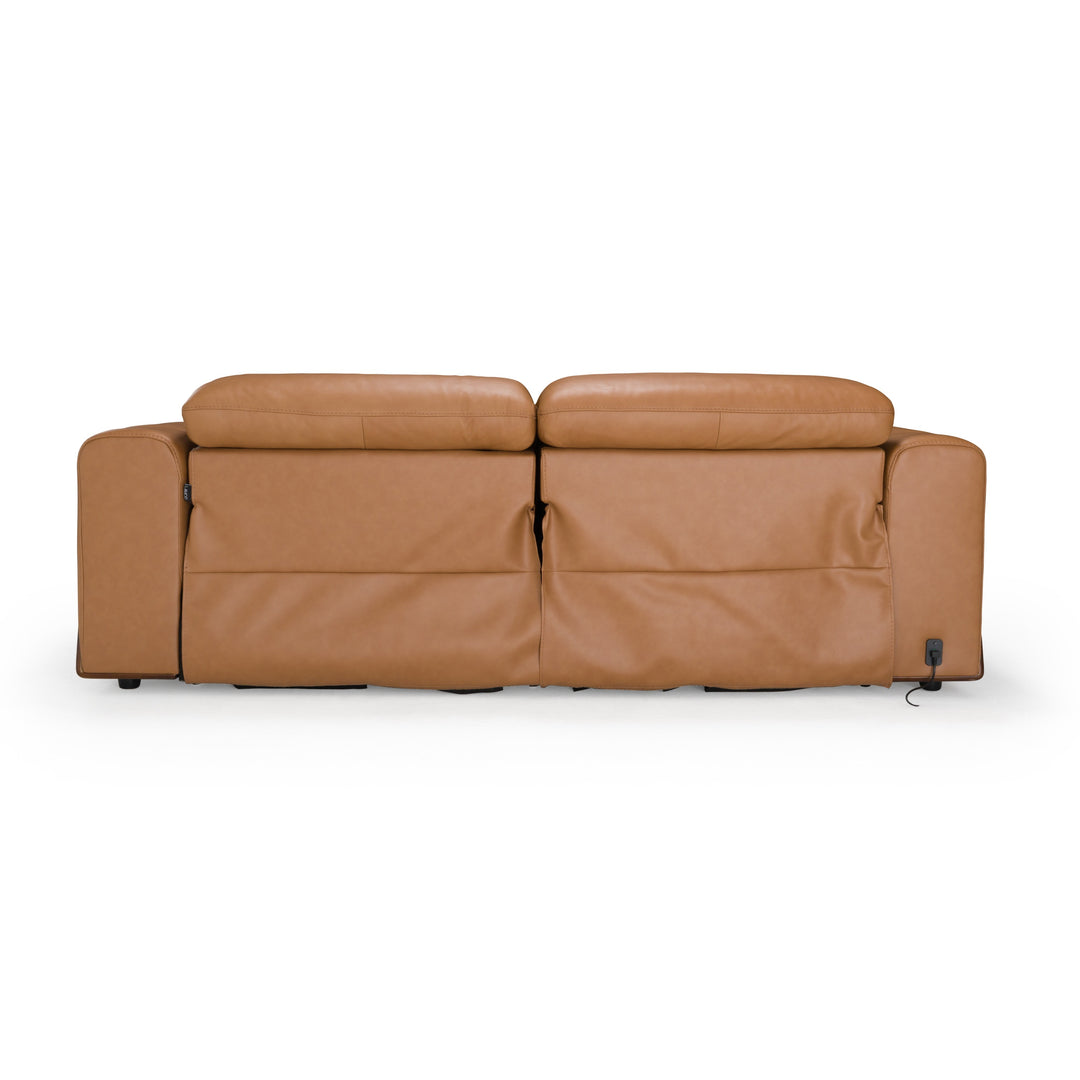 Sandstone - Modern Brown Leather Sofa with 2 Electric Recliners