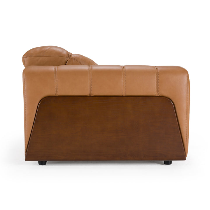 Sandstone - Modern Brown Leather Sofa with 2 Electric Recliners