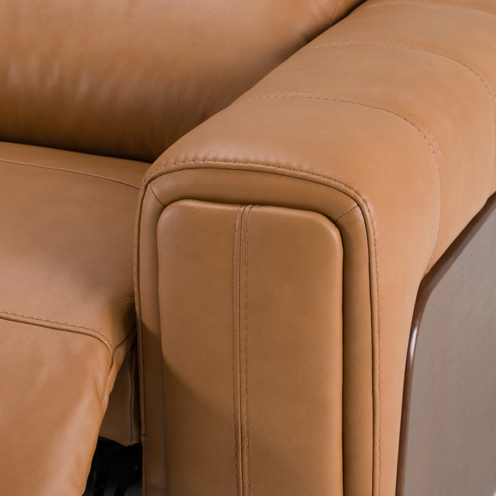 Sandstone - Modern Brown Leather Sofa with 2 Electric Recliners