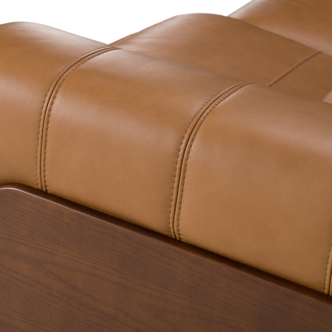 Sandstone - Modern Brown Leather Sofa w/ 2 Electric Recliners