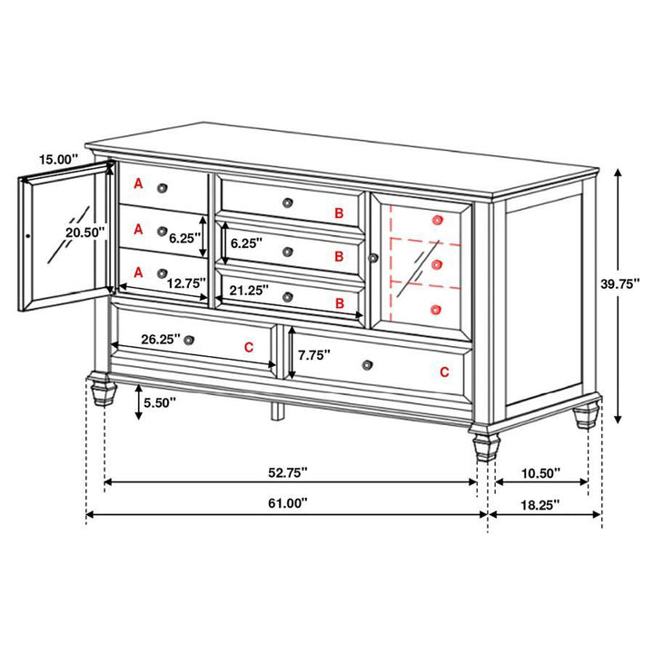Sandy Beach - 11 - Drawer Dresser - Cream White Dressers modern furniture Contempo Furniture