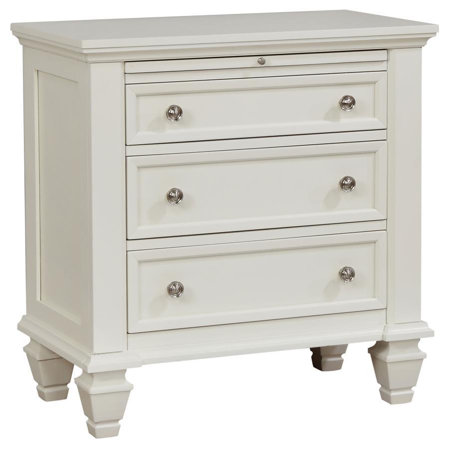 Sandy Beach - 3 - Drawer Nightstand - Cream White Accent Nightstand modern furniture Contempo Furniture