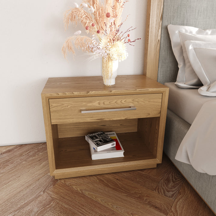 Santa Barbara - Modern Grey Fabric + Natural Bedroom Set