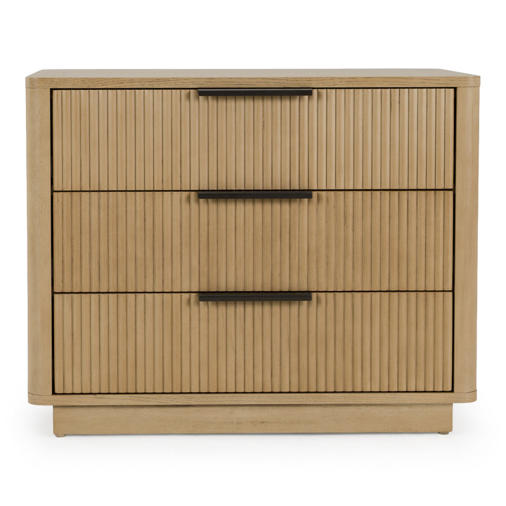 Santa Monica - Modern Natural Oak 3 Drawer Nightstand