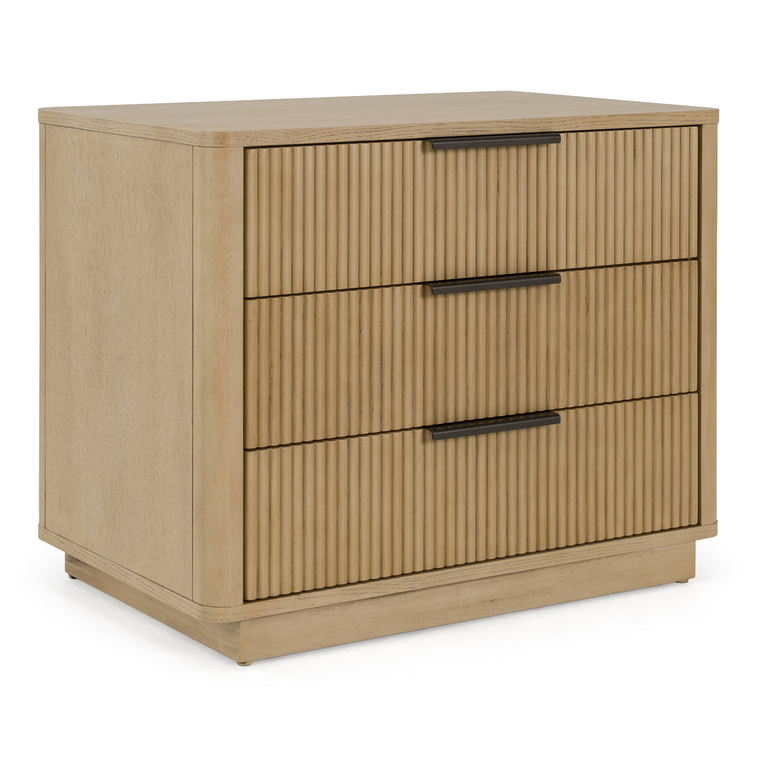 Santa Monica - Modern Natural Oak 3 Drawer Nightstand