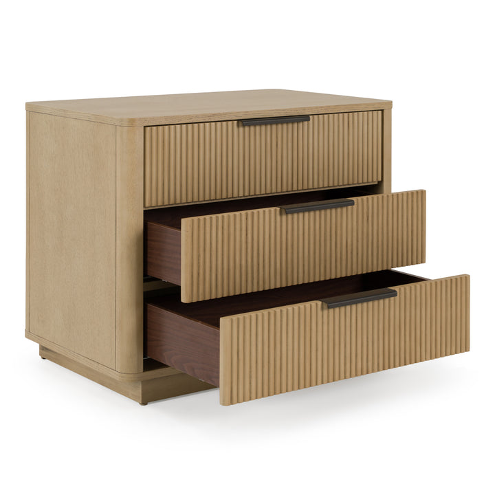 Santa Monica - Modern Natural Oak 3 Drawer Nightstand