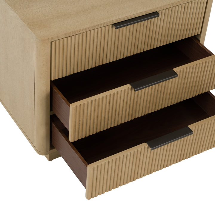 Santa Monica - Modern Natural Oak 3 Drawer Nightstand