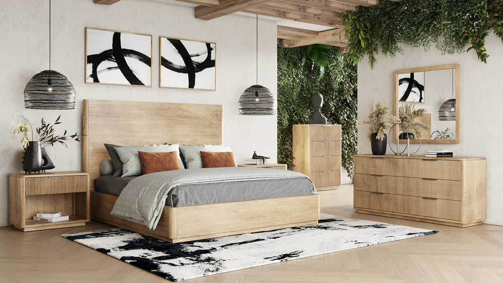 Santa Monica - Modern Natural Oak Bed - View 2