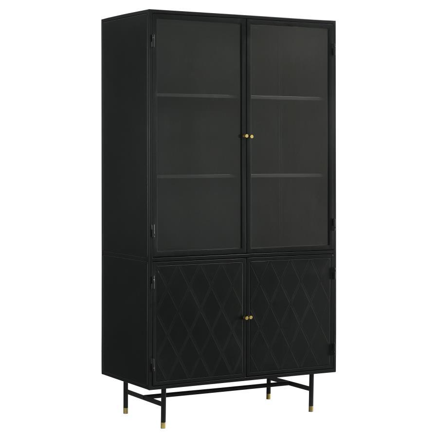 Santiago - 4 Door Metal Tall Storage Cabinet - Matte Black Accent Cabinet modern furniture Contempo Furniture