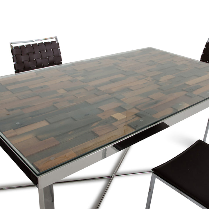 Santiago Modern Rectangular Wood Mosaic Dining Table