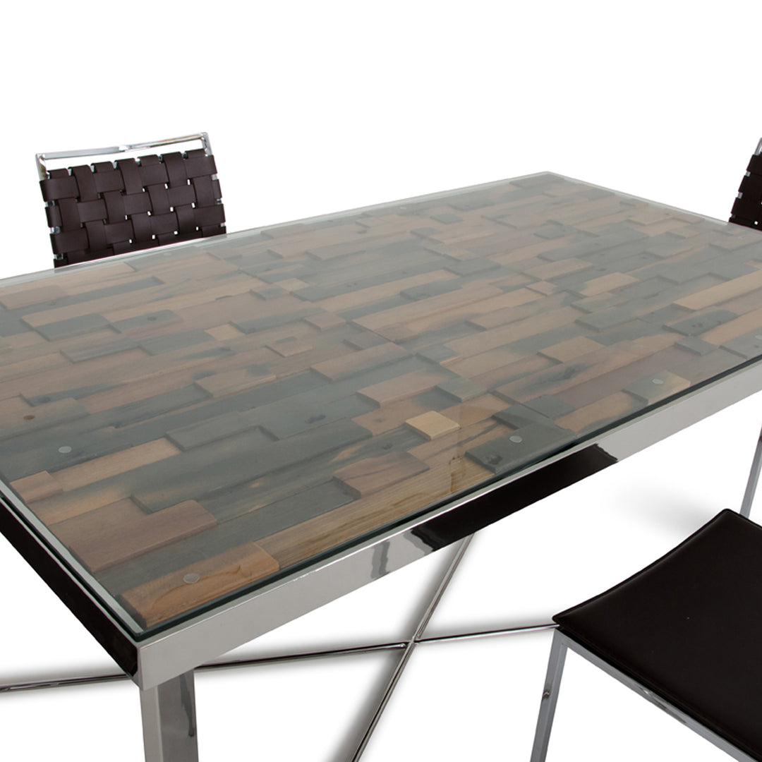 Santiago Modern Rectangular Wood Mosaic Dining Table