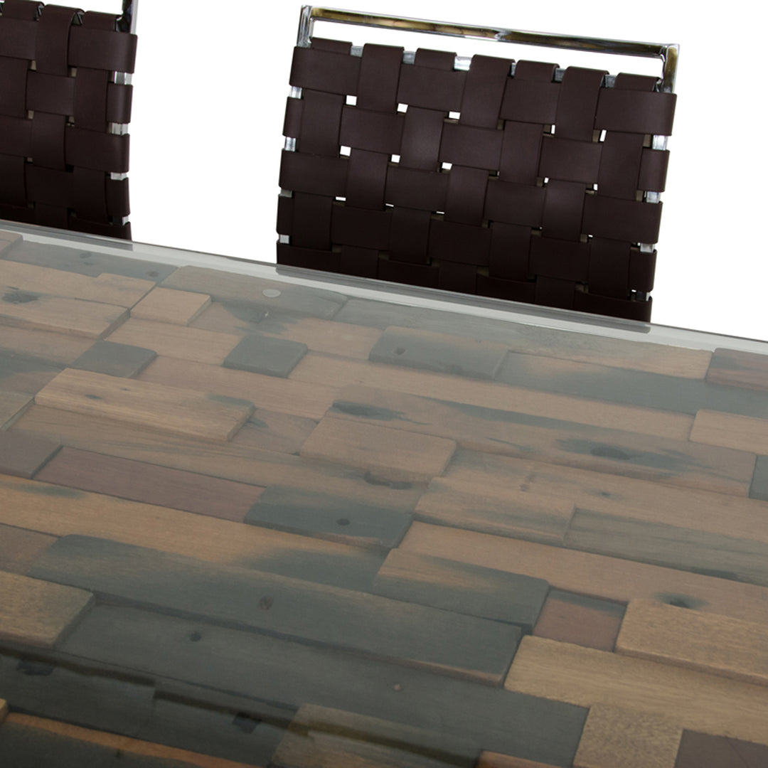 Santiago Modern Rectangular Wood Mosaic Dining Table