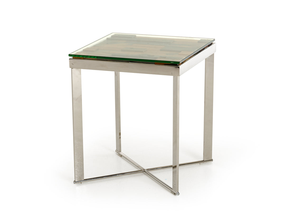 Santiago Modern Rectangular Wood Mosaic End Table