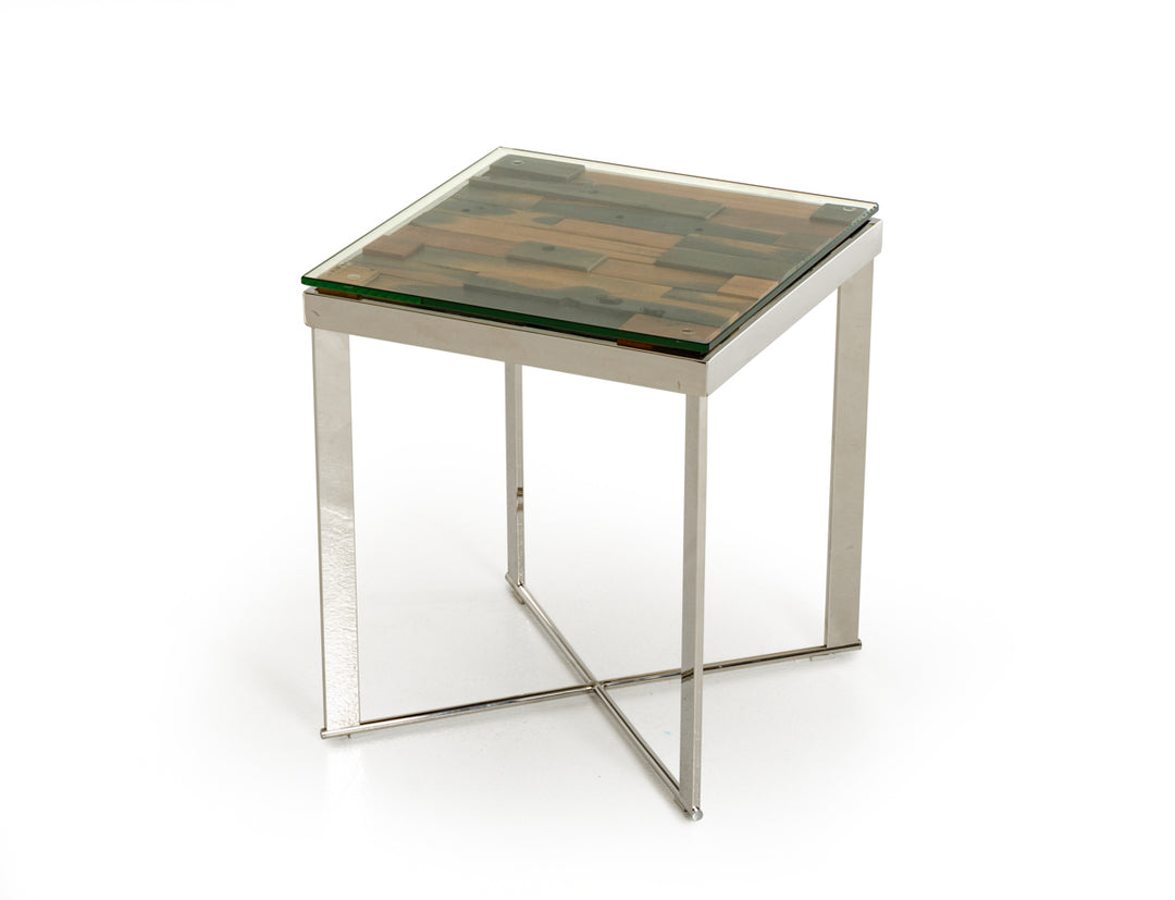 Santiago Modern Rectangular Wood Mosaic End Table