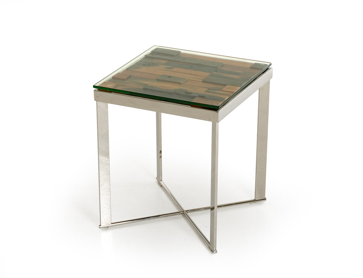 Santiago Modern Rectangular Wood Mosaic End Table