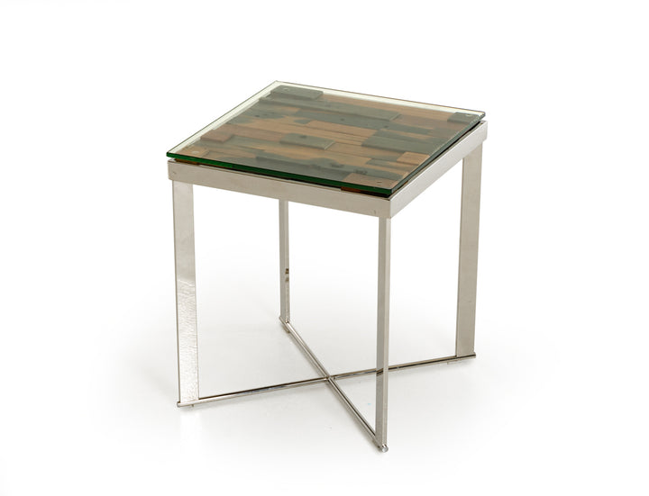 Santiago Modern Rectangular Wood Mosaic End Table