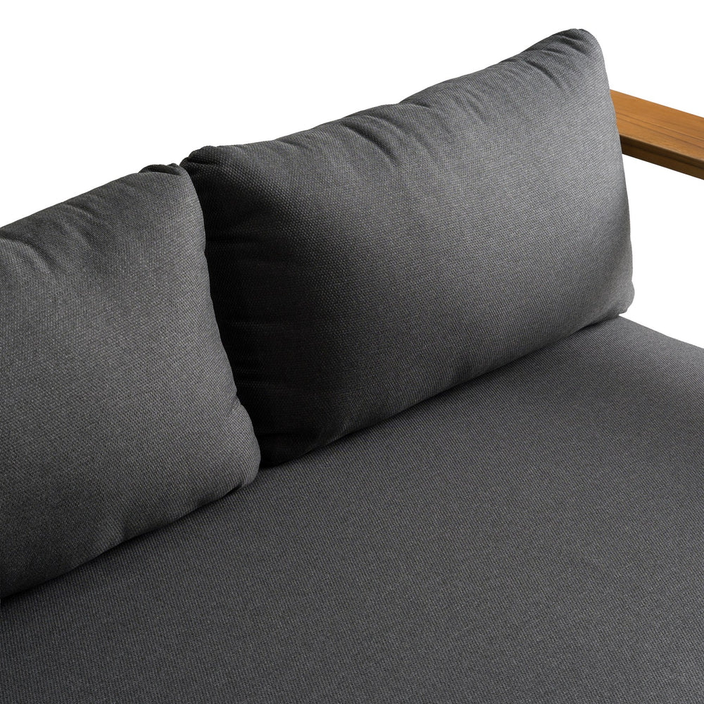 Santorini - Outdoor Grey Olefin Fabric + Natural Teak Sofa