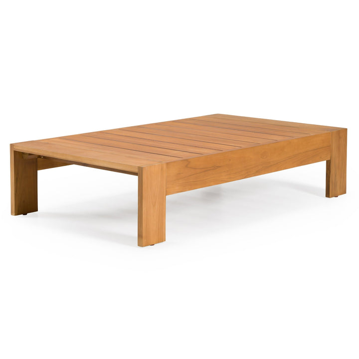 Santorini - Outdoor Brown Olefin Fabric + Natural Teak Sofa Set