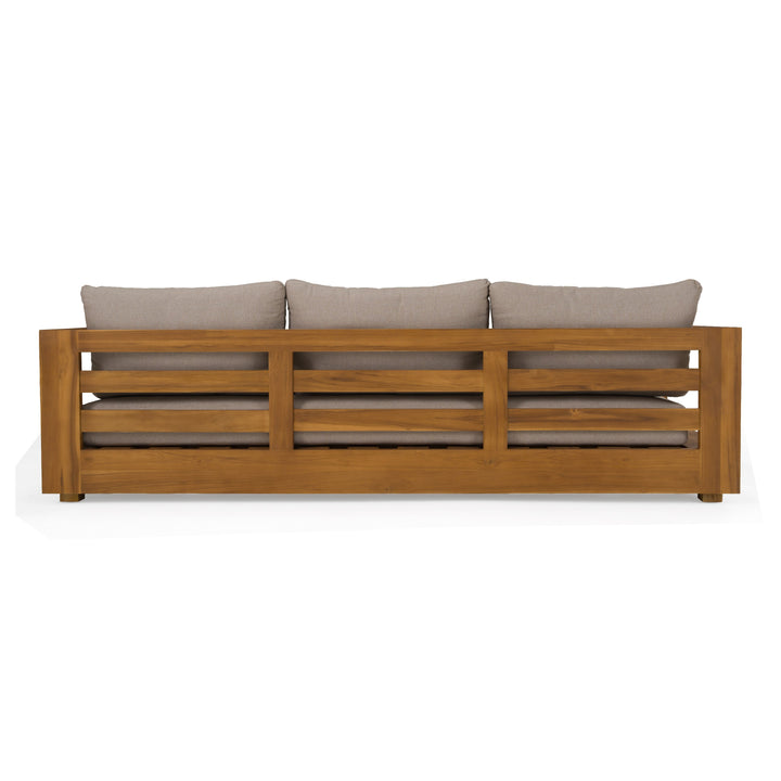 Santorini - Outdoor Light Brown Olefin Fabric + Natural Teak Sofa
