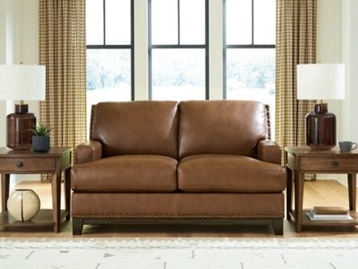 Saonara Loveseat - Light Brown Stationary Loveseat modern furniture Contempo Furniture