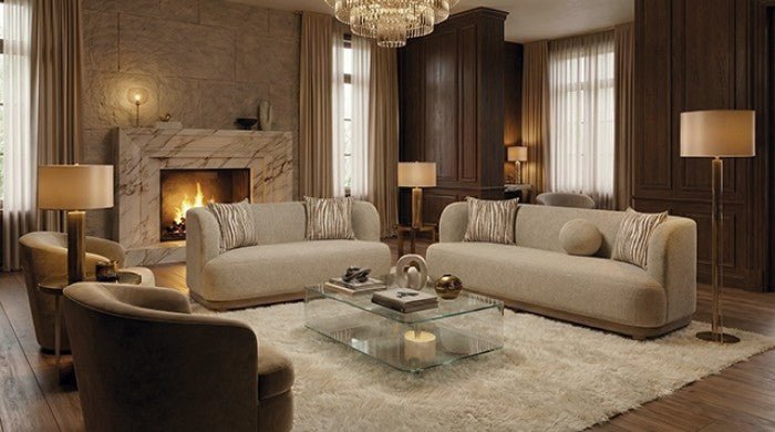 Sarabi Contemporary Sofa with Curved Back – Modern Upholstered Sofa Sofa modern furniture Contempo Furniture