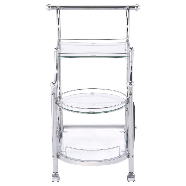 Sarandon - 3 - Tier Glass Shelf Metal Bar Cart - Chrome Bar Cart modern furniture Contempo Furniture