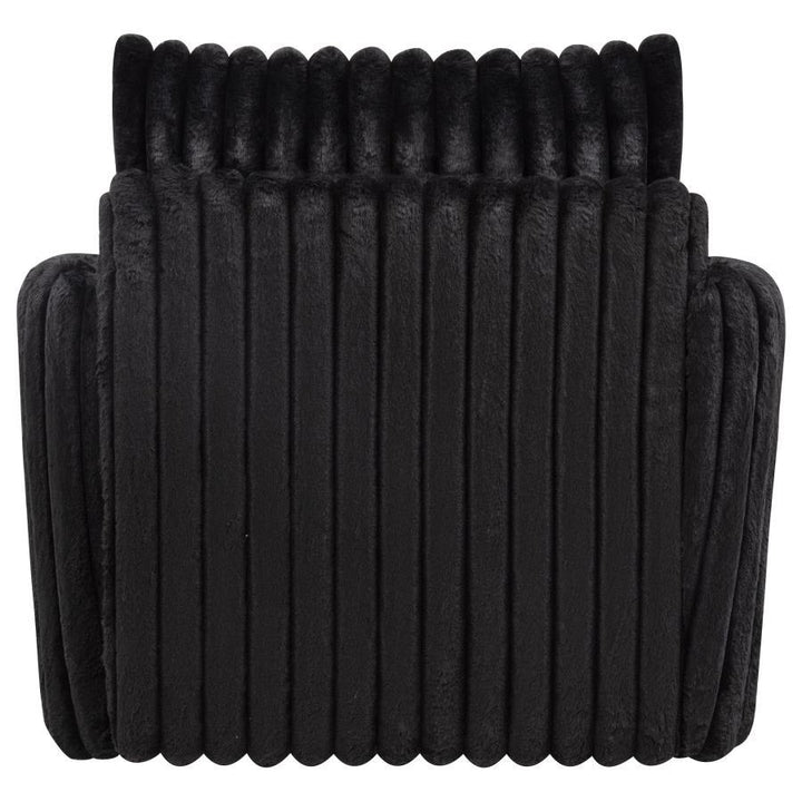 Sarco - Corduroy Upholstered Swivel Accent Arm Chair - Black Swivel Chair modern furniture Contempo Furniture