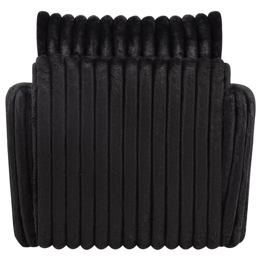 Sarco - Corduroy Upholstered Swivel Accent Arm Chair - Black Swivel Chair modern furniture Contempo Furniture