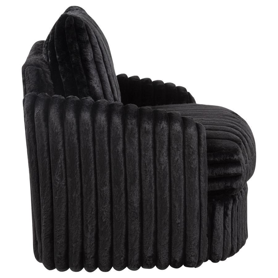 Sarco - Corduroy Upholstered Swivel Accent Arm Chair - Black Swivel Chair modern furniture Contempo Furniture
