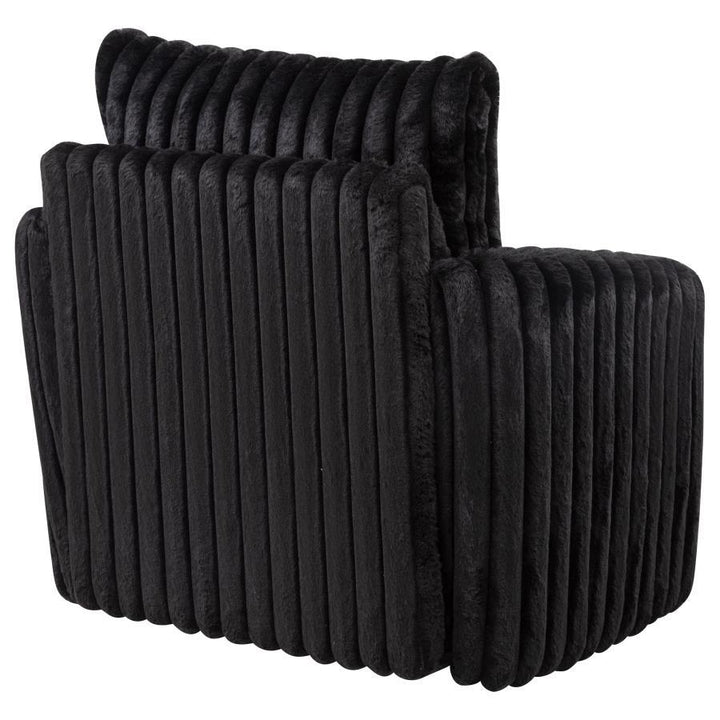 Sarco - Corduroy Upholstered Swivel Accent Arm Chair - Black Swivel Chair modern furniture Contempo Furniture