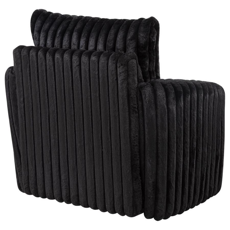 Sarco - Corduroy Upholstered Swivel Accent Arm Chair - Black Swivel Chair modern furniture Contempo Furniture