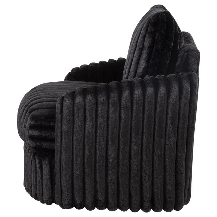 Sarco - Corduroy Upholstered Swivel Accent Arm Chair - Black Swivel Chair modern furniture Contempo Furniture