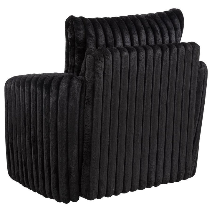 Sarco - Corduroy Upholstered Swivel Accent Arm Chair - Black Swivel Chair modern furniture Contempo Furniture