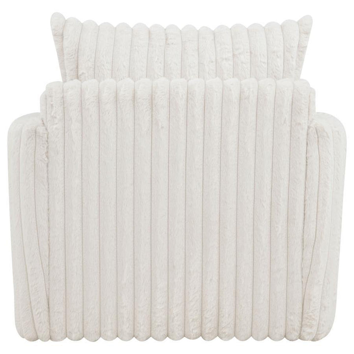 Sarco - Corduroy Upholstered Swivel Accent Arm Chair - Ivory Swivel Chair modern furniture Contempo Furniture