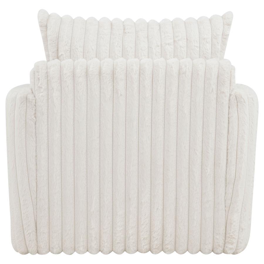 Sarco - Corduroy Upholstered Swivel Accent Arm Chair - Ivory Swivel Chair modern furniture Contempo Furniture