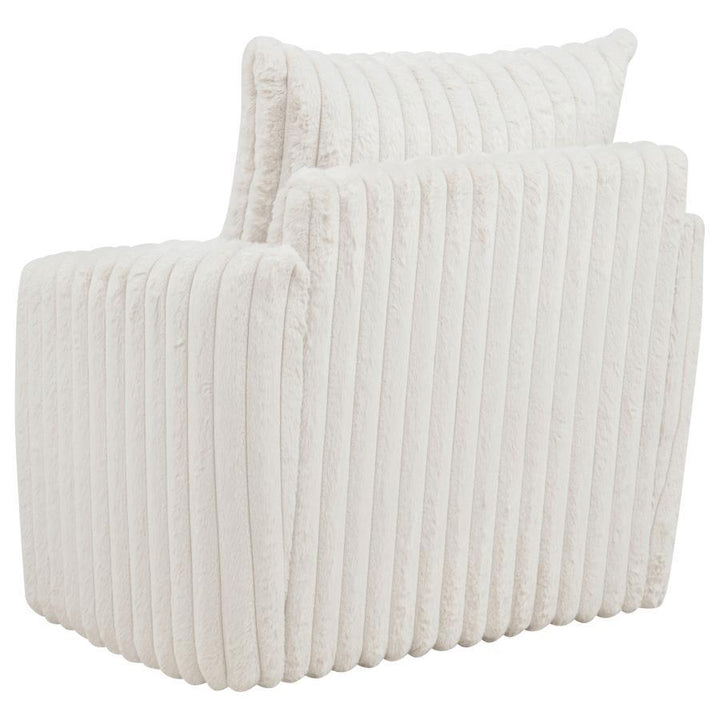 Sarco - Corduroy Upholstered Swivel Accent Arm Chair - Ivory Swivel Chair modern furniture Contempo Furniture