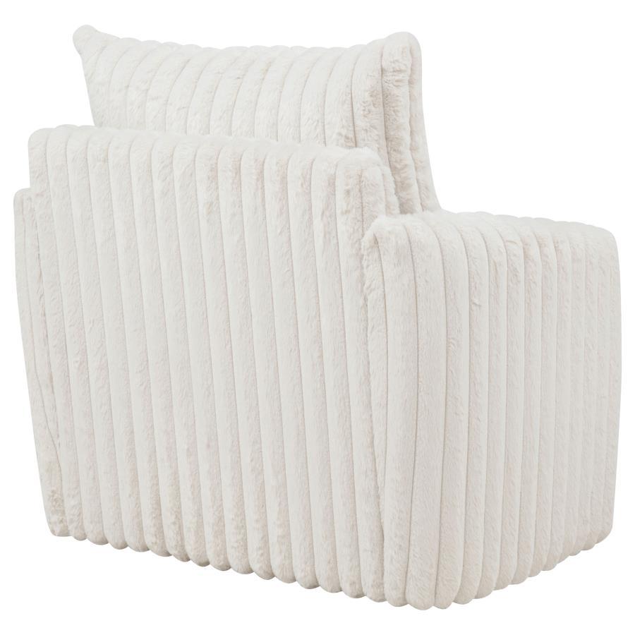 Sarco - Corduroy Upholstered Swivel Accent Arm Chair - Ivory Swivel Chair modern furniture Contempo Furniture