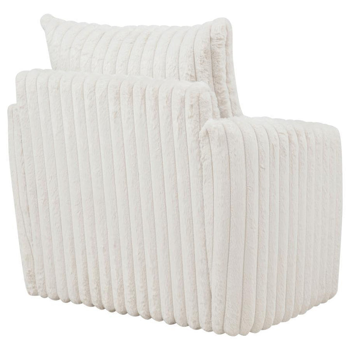 Sarco - Corduroy Upholstered Swivel Accent Arm Chair - Ivory Swivel Chair modern furniture Contempo Furniture
