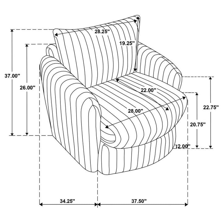 Sarco - Corduroy Upholstered Swivel Accent Arm Chair - Ivory Swivel Chair modern furniture Contempo Furniture